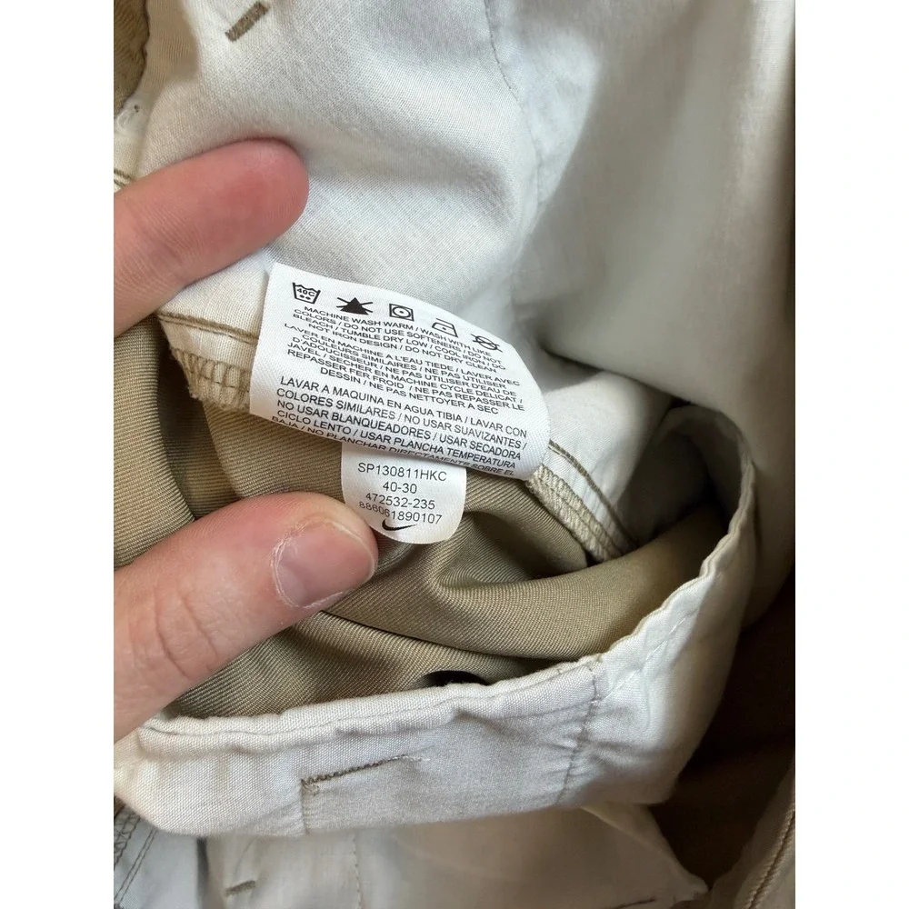 Nike‎ Golf Dri-FIT Mens 40x30 Khaki Tan Flat Front Stretch Pants Performance